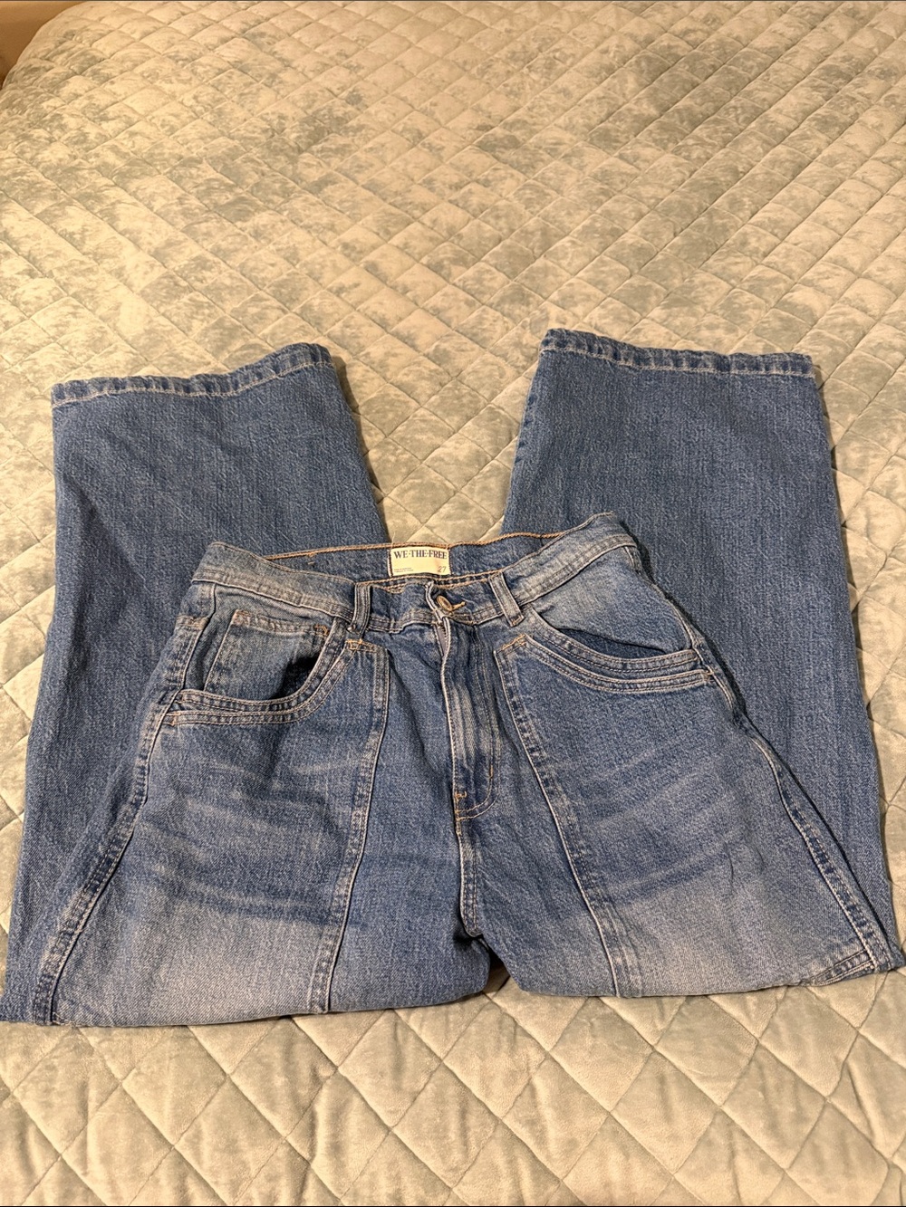 We The Free Free People Wide Leg Carpenter Jeans Medium Wash Size 27